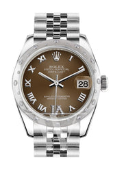 Rolex Datejust 31 Bronze Roman Large Vi Diamond Dial Dome Set With Diamonds Bezel Jubilee Ladies